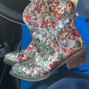 Roper Multicolor Floral Ankle Boots